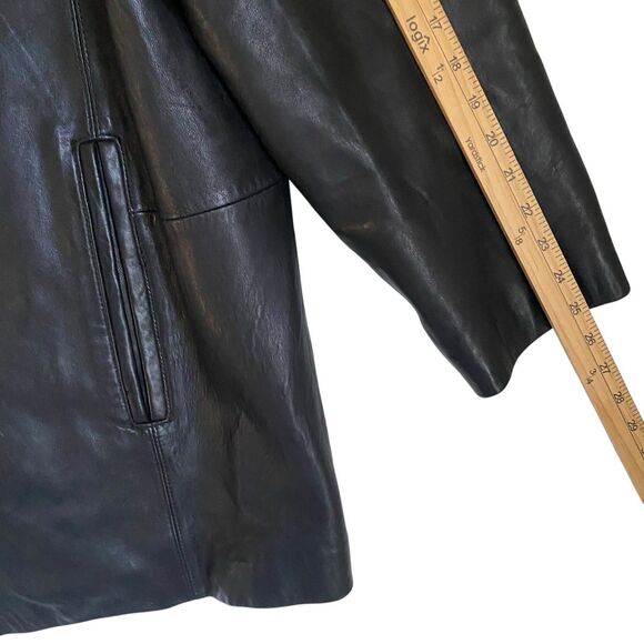 Pronto Uomo Leather Jacket Men 2XL Black Button Up Mid Length Soft Lambskin - Picture 7 of 12